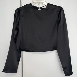NWOT H&M Black Satin-like Cropped Long Sleeve